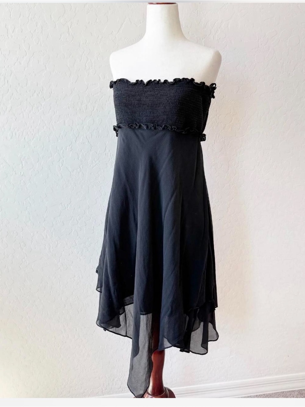 BCBG whimsy fairygoth smocked dress 100% silk